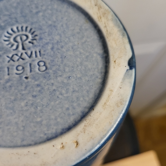 Antique Rookwood Matte Blue Vase circa 1927, 9" - Picture 12 of 16